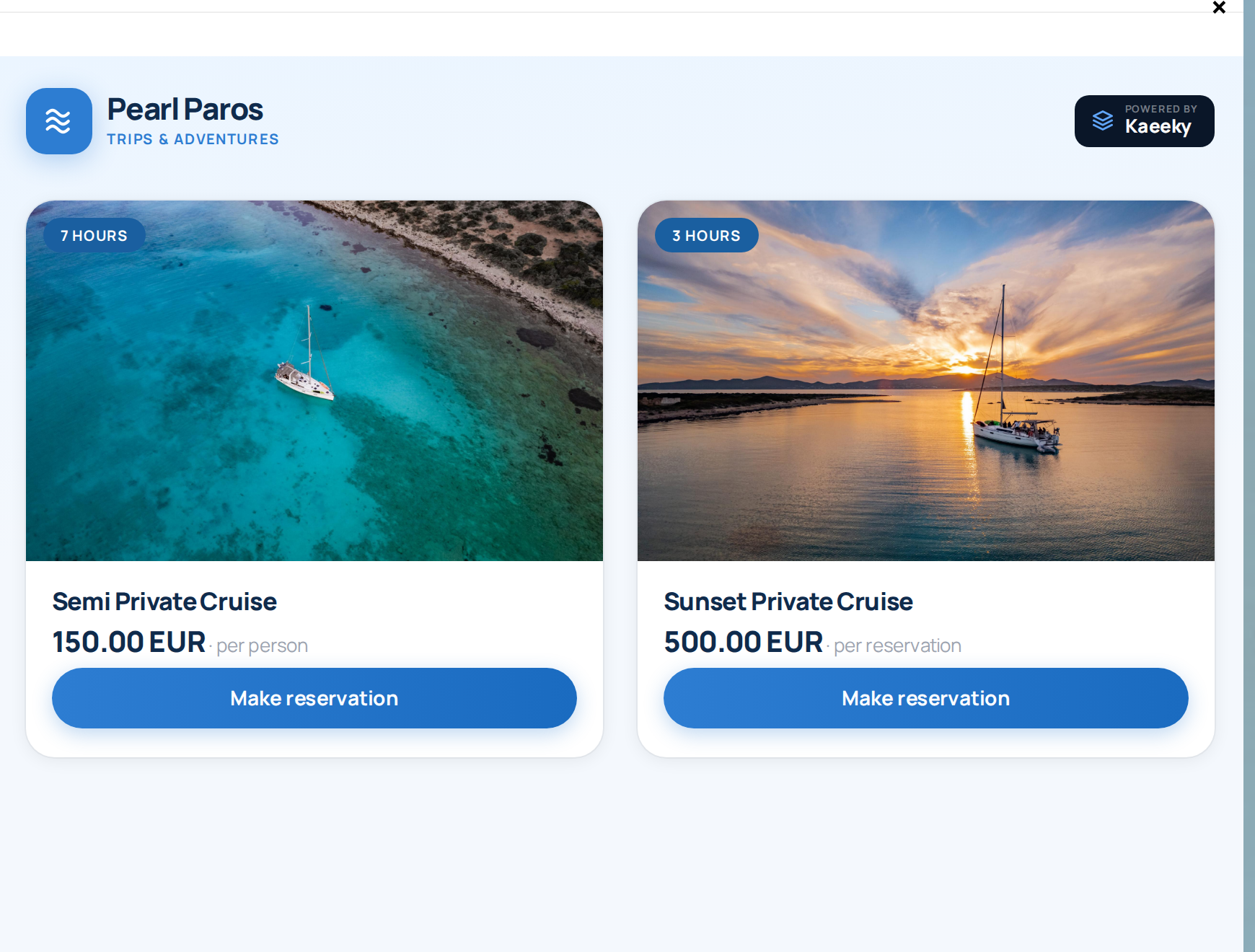 Προεπισκόπηση συστήματος κρατήσεων στο pearl-paros.gr